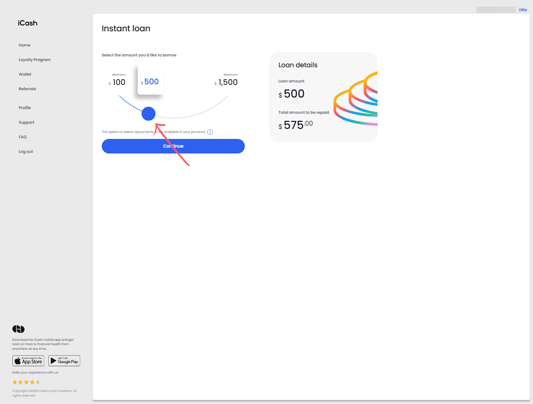Step 2: Select Your Desired Loan Amount - iCash Step 2: Select Your Desired Loan Amount - iCash