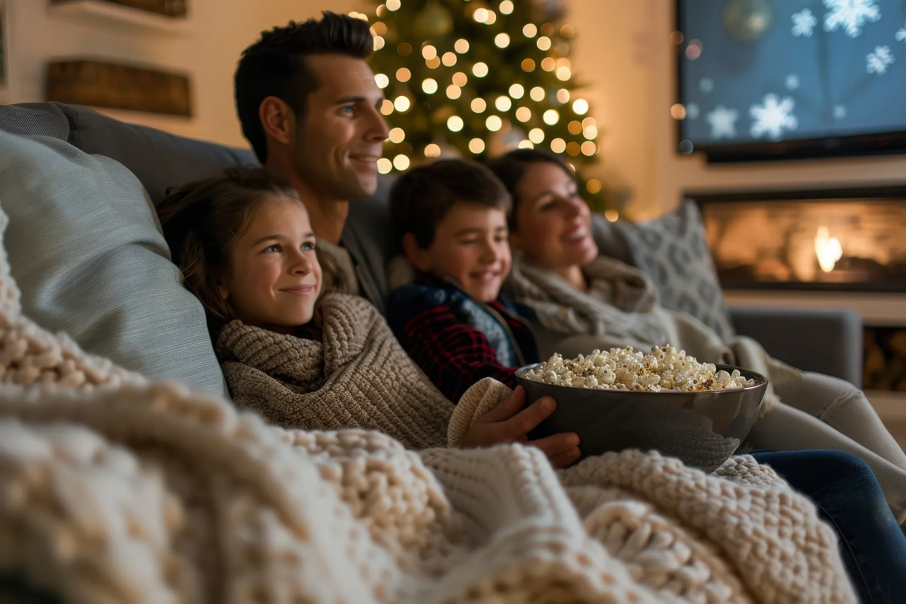 family-enjoying-christmas-movies